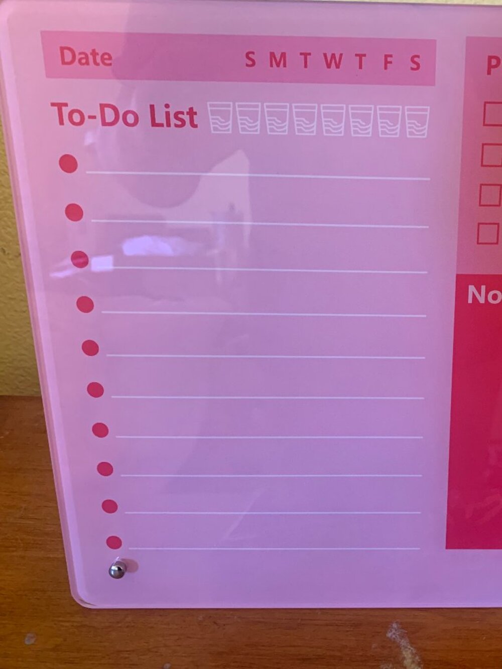 Pink Acrylic Dry Erase To-Do List & Planner Board + Colorful Markers